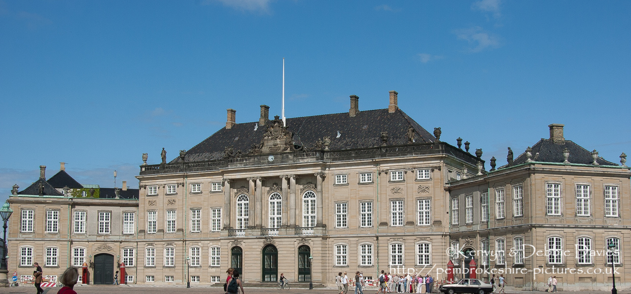 Built by Frederik V to celebrate the 300th anniversary of the House of Oldenborg, Amalienborg consists of four palaces built around a square. These are Moltkes Palace (Christian VII's palace), Schackske Palace (Christians IX's palace and residence of Queen Margrethe and Prince Henrik), Levetzaus Palace (Christian VIII's palace) and Brockdorfske